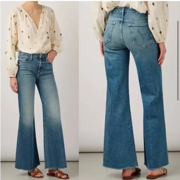 MOTHER The Roller High Rise Wide Leg Jeans in Riding the Cliffside, SIZE 32 1187